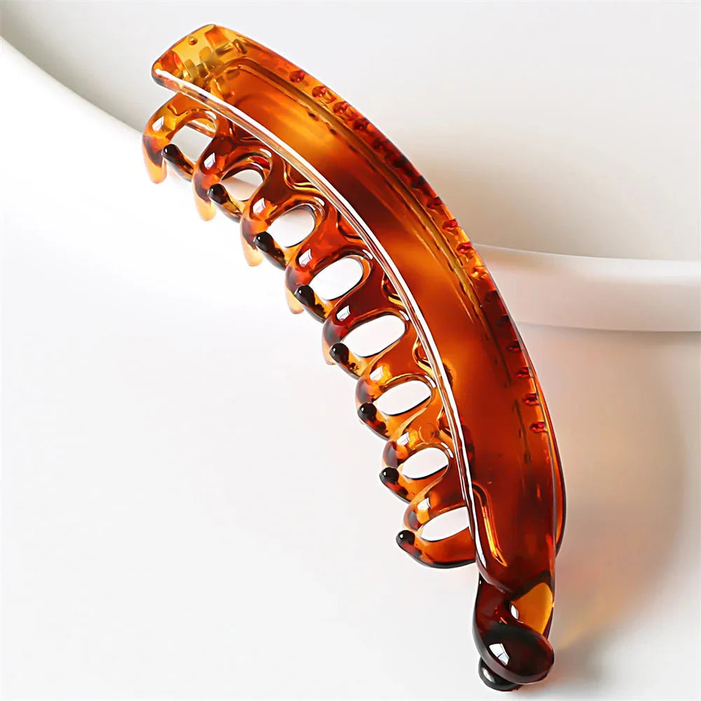 Rust red frosted banana hair clip