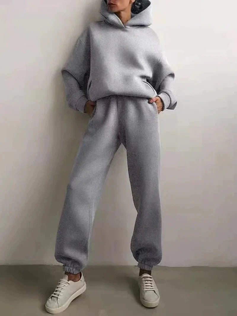 Gray two-piece tracksuit set