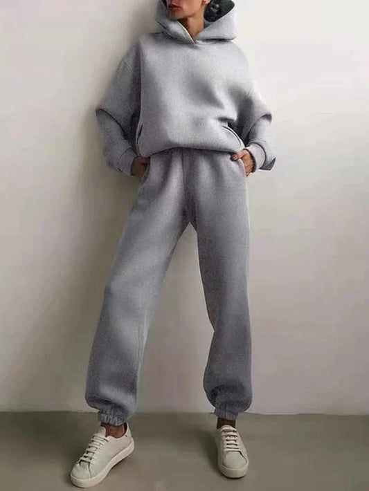 Gray two-piece tracksuit set