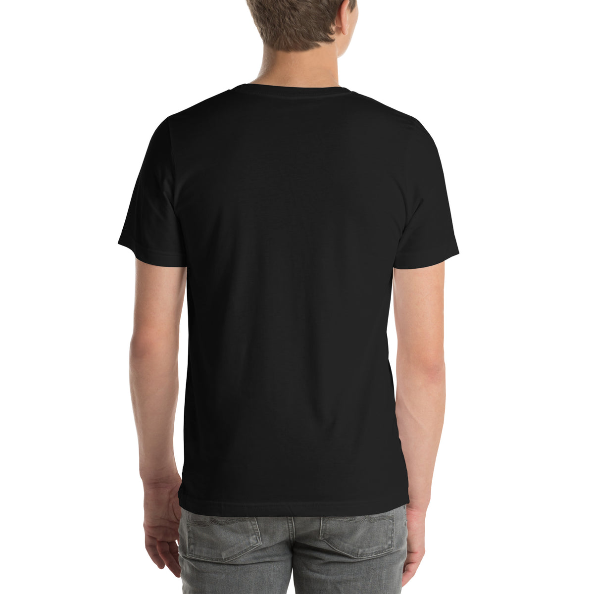 Back digital mockup of the black Will Power “Mind Is Bigger” tee, showing the plain, unprinted back.